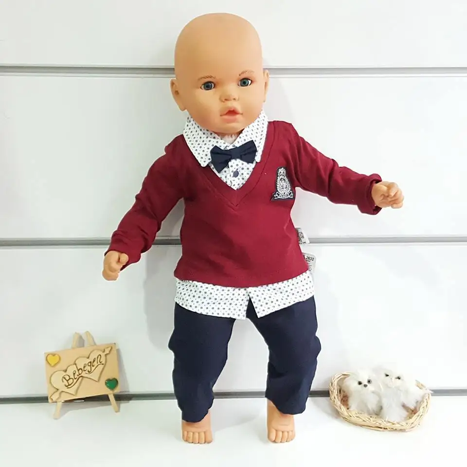 

Люксовая Бордовая рубашка в горошек; Pantaloons 2 li Papyonlu; Костюмы для маленьких мальчиков