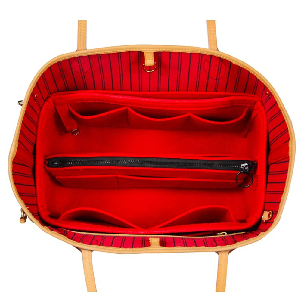 نيفير فول-حقيبة حمل مخصصة 3 مللي متر ، منظم حقيبة يد ، مع جيب بسحاب ذهبي قابل للفصل ، حفاضات سريعة