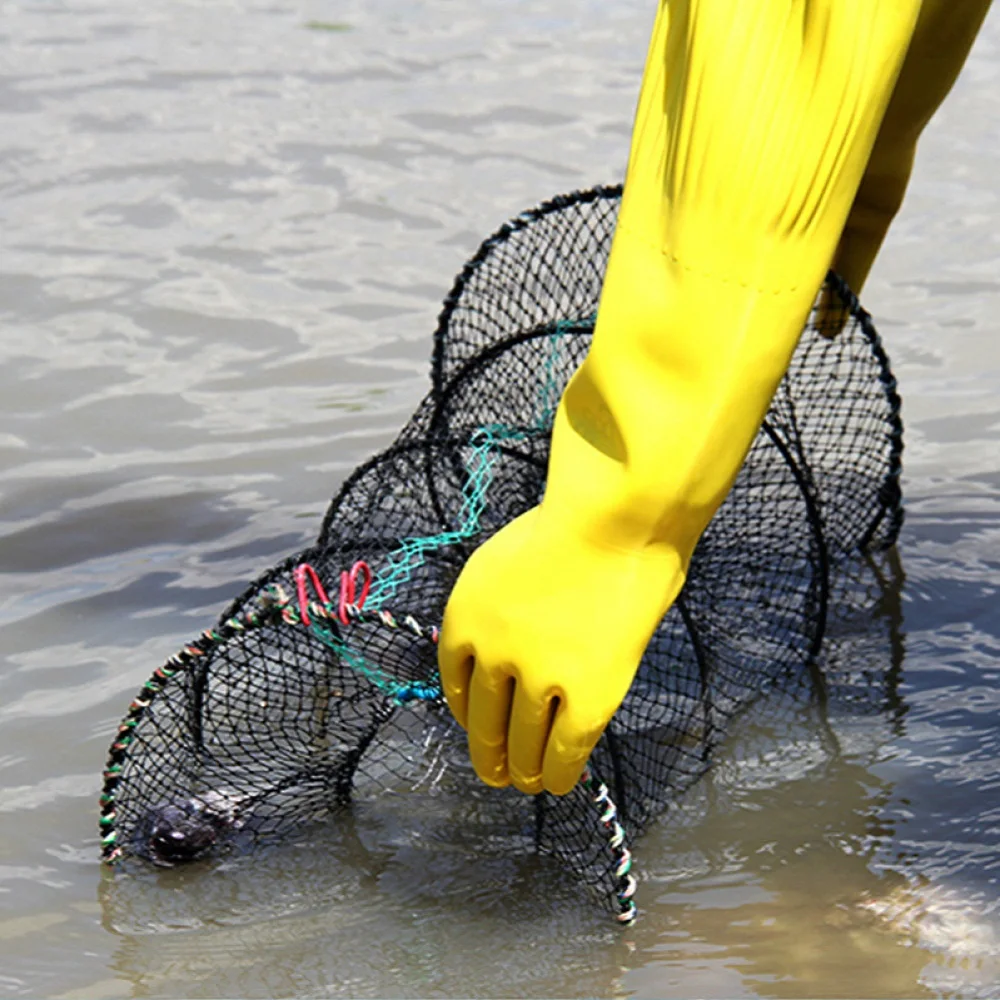 

Foldable Fishing Net Trap Casting Tetwork Fish Crayfish Catcher Shrimp Crab Mesh Cage Cast Net Fishing Network Cage 25cm x 50cm