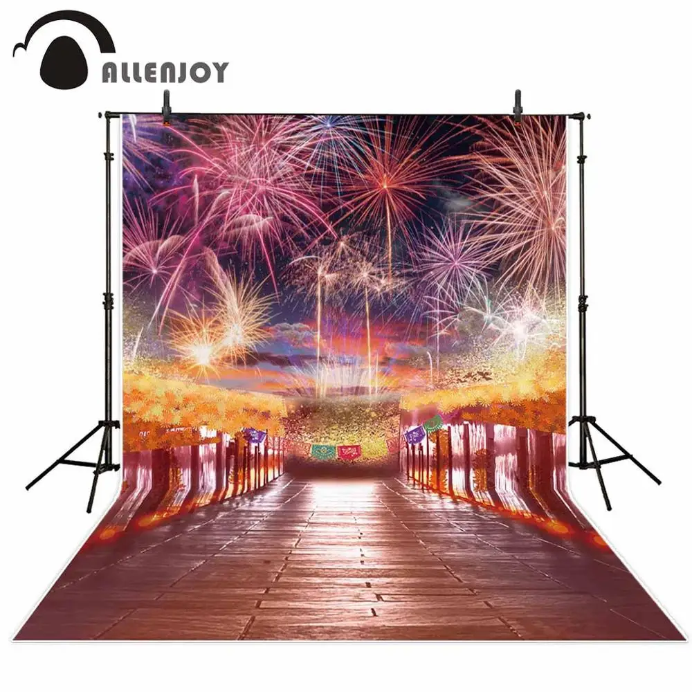 Allenjoy новогодний фон фейерверки деревянный мост Фотофон для фотостудии фотозона |