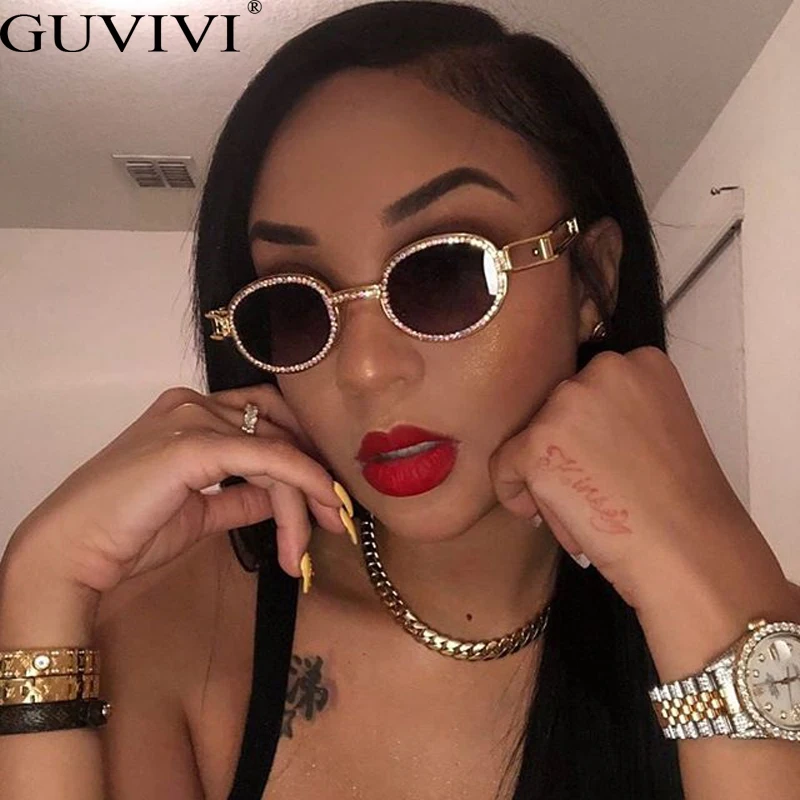 Красочные маленькие круглые стразы солнцезащитные очки женские стимпанк алмаз