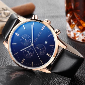 Belushi Multifunctional Waterproof New Men's Watch Real Leather Strap Three Eye Quartz Other Image