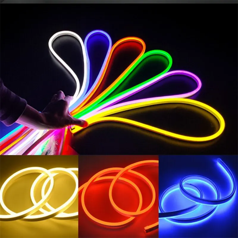 Гибкий неон 6*12 12B светодиодная лента в силиконе гибкий свет - Цена: 