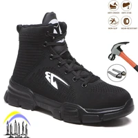 high quality mens safety boots anti smash indestructible steel toe cap work shoes breathable comfortable non slip light sneaker