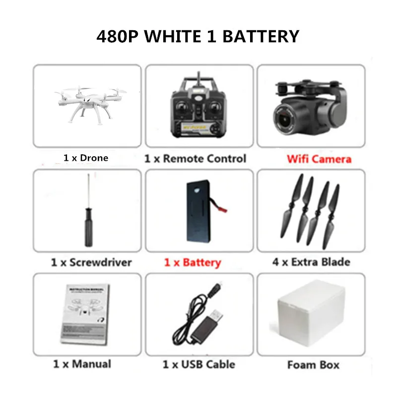 480p camera white Профессиональный радиоуправляемый Дрон X6S HD камера 480 p/1080 p Квадрокоптер FPV Дрон однокнопочный возврат полета парение вертолет - Цвет: 480p camera white