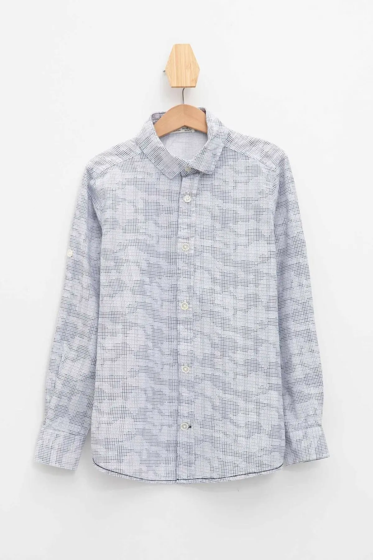 DeFacto/Модная рубашка с длинными рукавами и отворотом для мальчиков детские