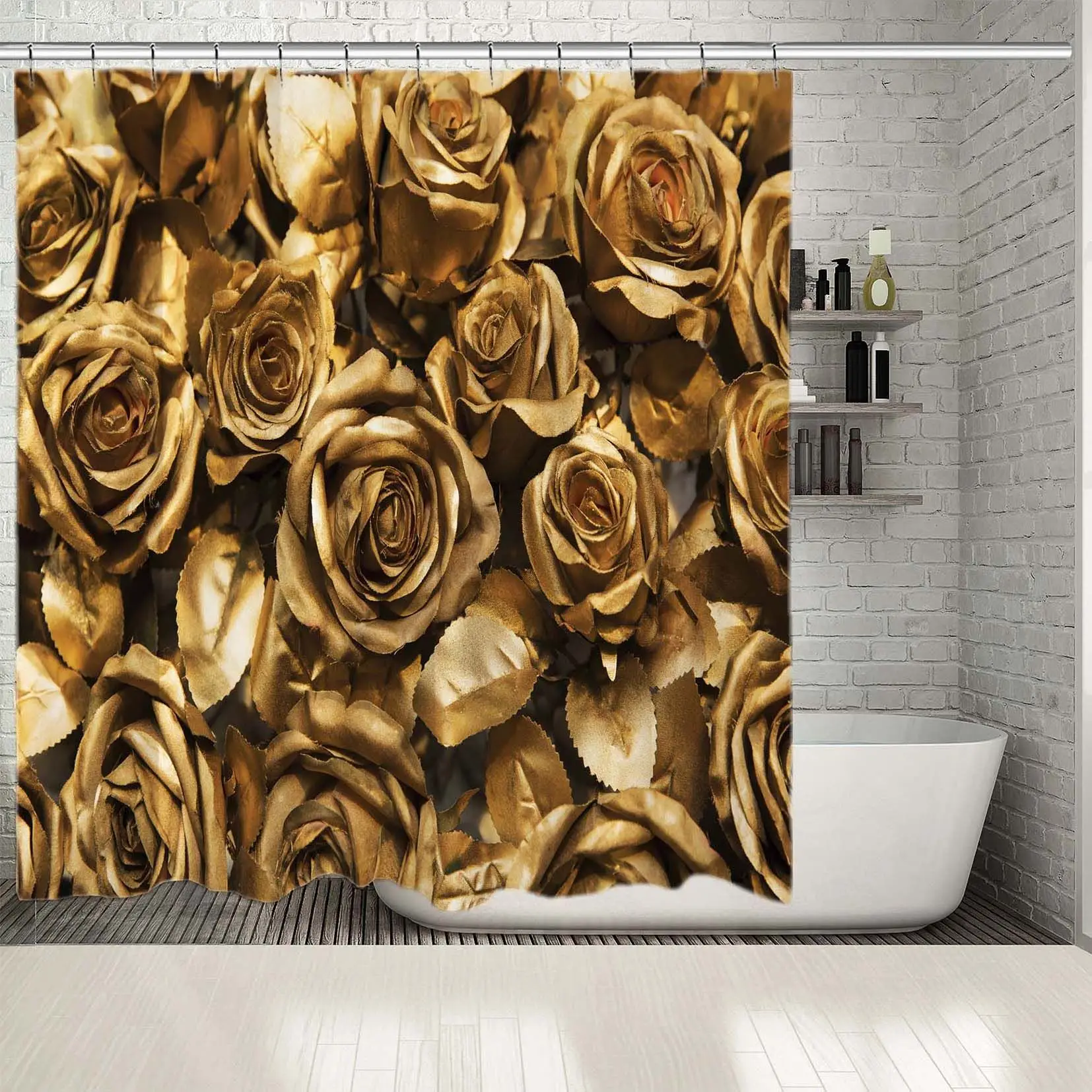Занавески для душа с золотыми розами роскошные классические дизайнерские