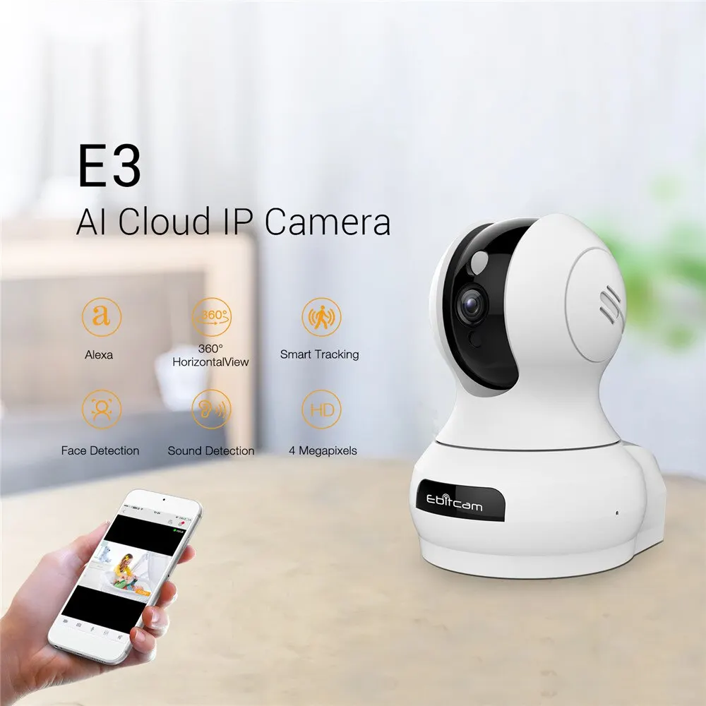 IP камера видеонаблюдения поворотная видеоняня Wi-Fi Ebitcam E3 PTZ 350 градусов 4MP
