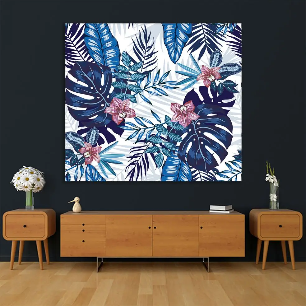 Гобелен тропические листья узор с цветами орхидеи Пальмовые Листья филодендрон