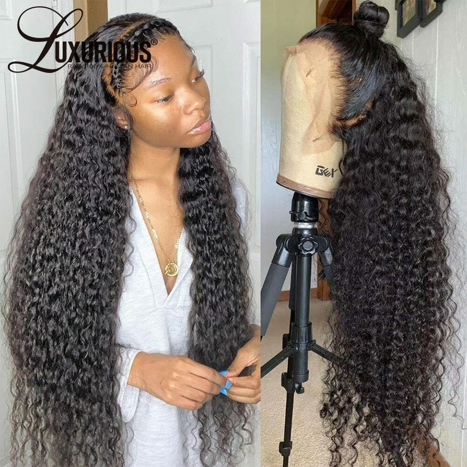 

32inch Deep Wave Lace Front Wig Human Hair For Women PrePlucked Transparent 360 Lace Frontal Wig With Baby Hair Brazilian Remy