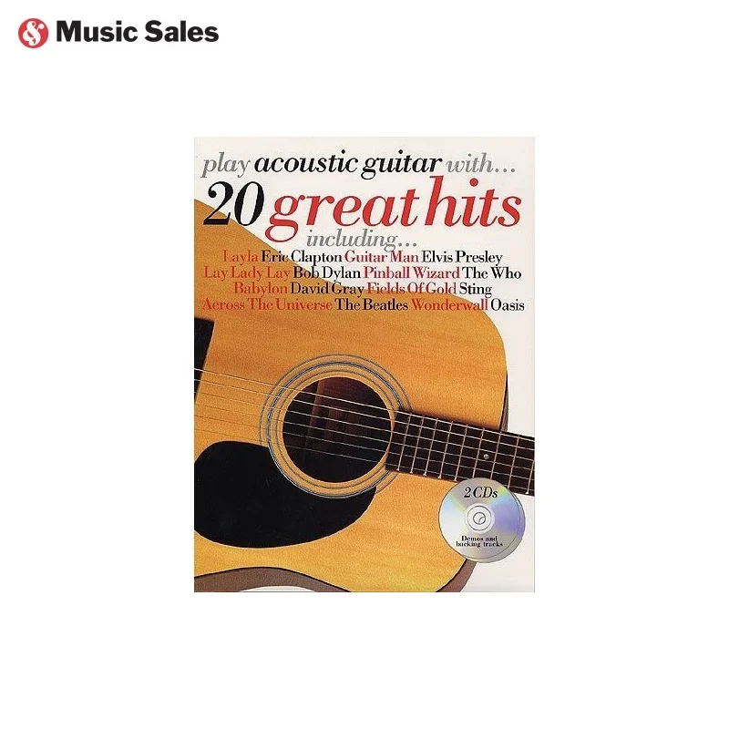 MusicSales AM976734 PLAY ACOUSTIC GUITAR WITH 20 GREAT HITS AGTR TAB BOOK/2CDS|Учебно-методические книги| |