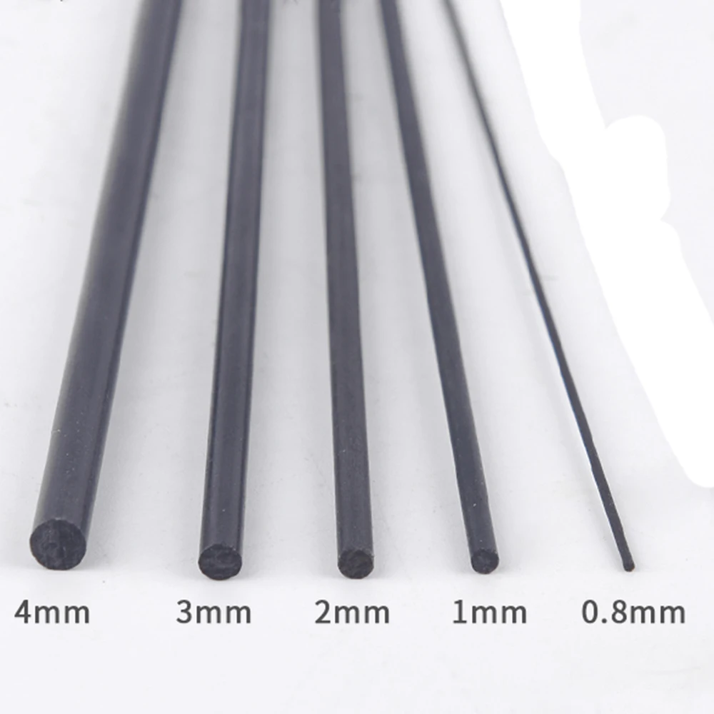 

200*0.5/0.8/1/2.5/3/4mm Thick Carbon Fiber Round Rod Model Aircraft Fixed Reinforcement Stick Scene Kite Light Bracket Materials