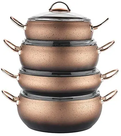 

Schafer Jupiter Fireproof Nonstick Cookware Set-8 Pieces-Gold