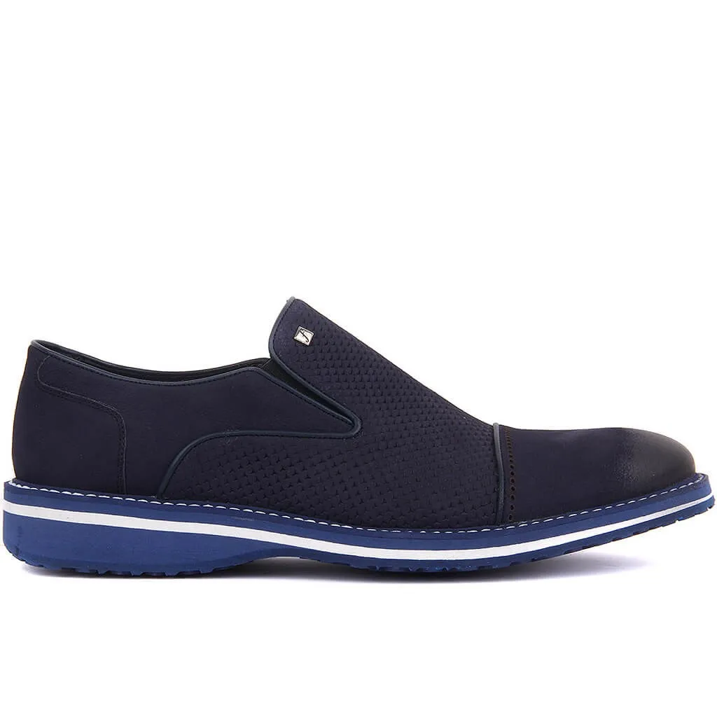 Fosco-Navy Blue Nubuck Men Casual Shoes New Oxfords Leather Fashion Slip On Formal Business Wedding Dress Free Shipping | Обувь