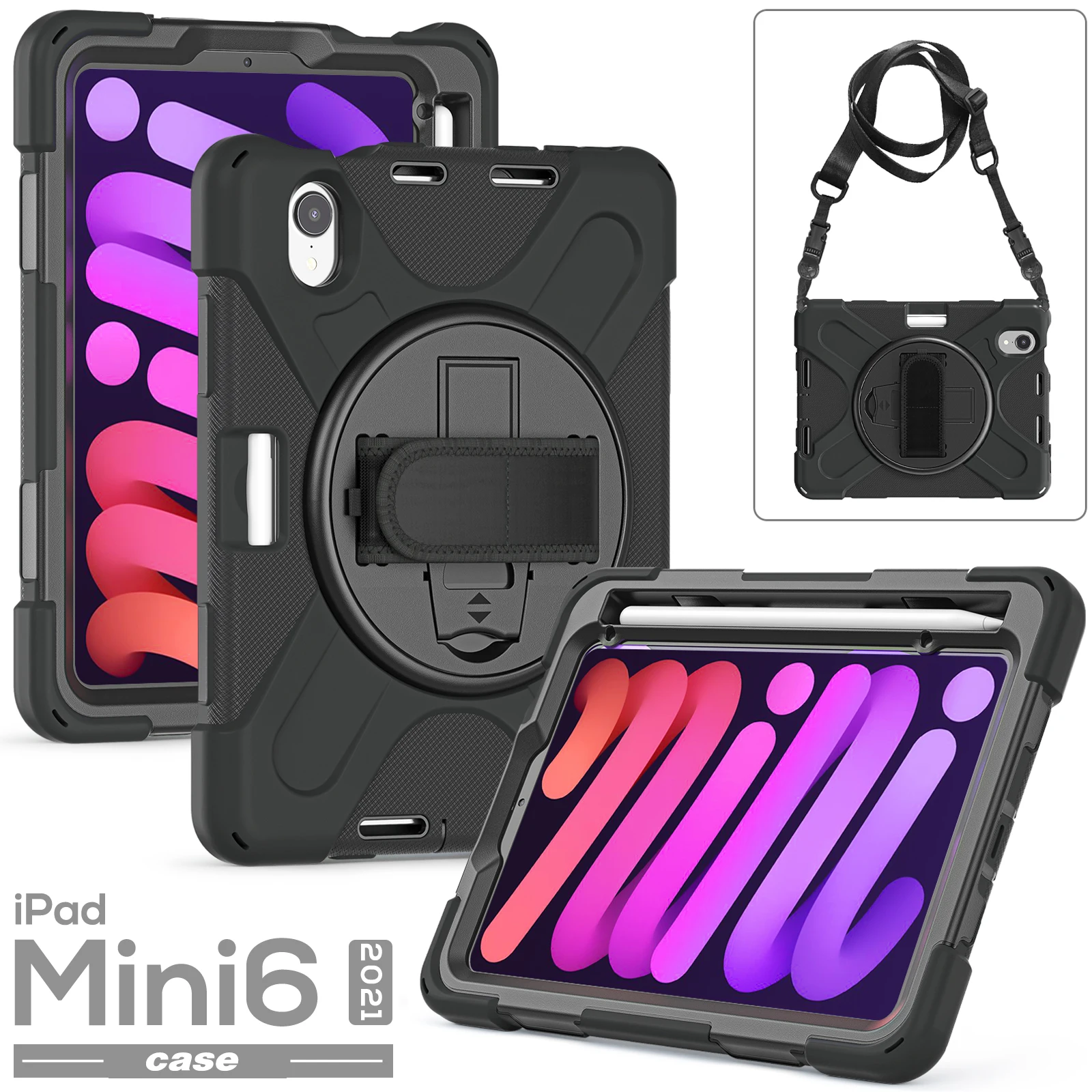 

for iPad Mini 6 5 4 Case For Air4 10.9 Air2 9.7 10.2 Pro 10.5 Pro12.9 Generation Shockproof Tablet Cover Handle Stand Case