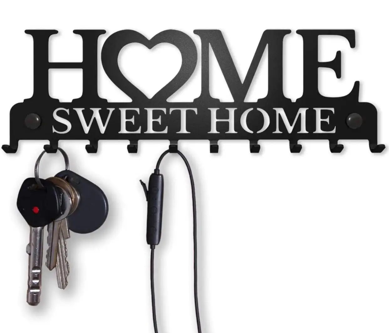 

You Bella LLC Wholesale Home Sweet Home Design Decorative Metal Hanger for Homes, Keychain, Bag Holder, Wall Mounted Black
