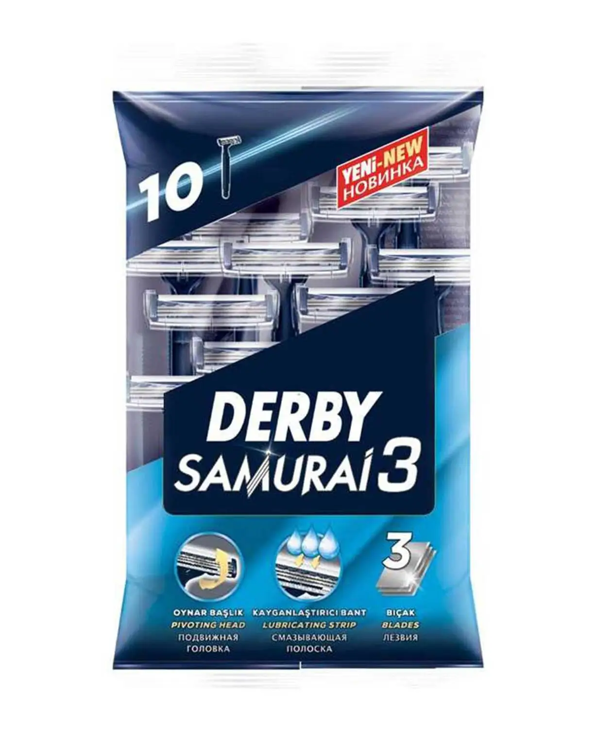 

Derby Samurai 3 Three Blades Razor 1 Pack - 10 PCS