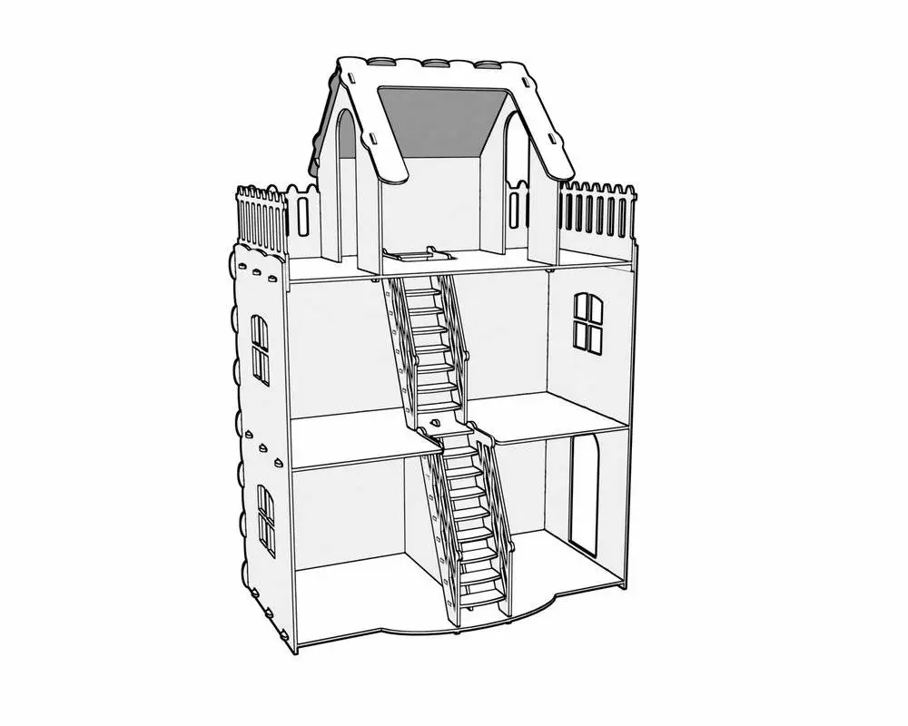 Кукольный домик v2.векторный проект для фрезерного станка с ЧПУ и лазерной машины.