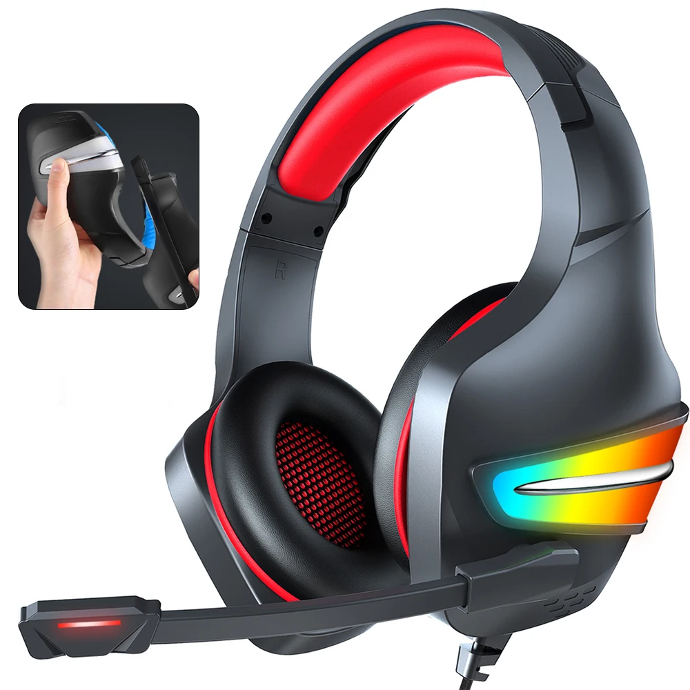 

Проводная игровая гарнитура, наушники с глубокими басами, стерео, RGB-подсветкой, 3,5 мм, с микрофоном для PS4, компьютера, игровой планшетов
