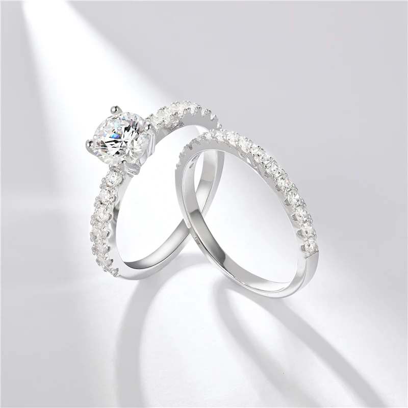 

DY простой дизайн Двойные штабелируемые 925 Серебряные кольца для женщин Свадебные наборы обручальное кольцо CZ аксессуары модные ювелирные и...