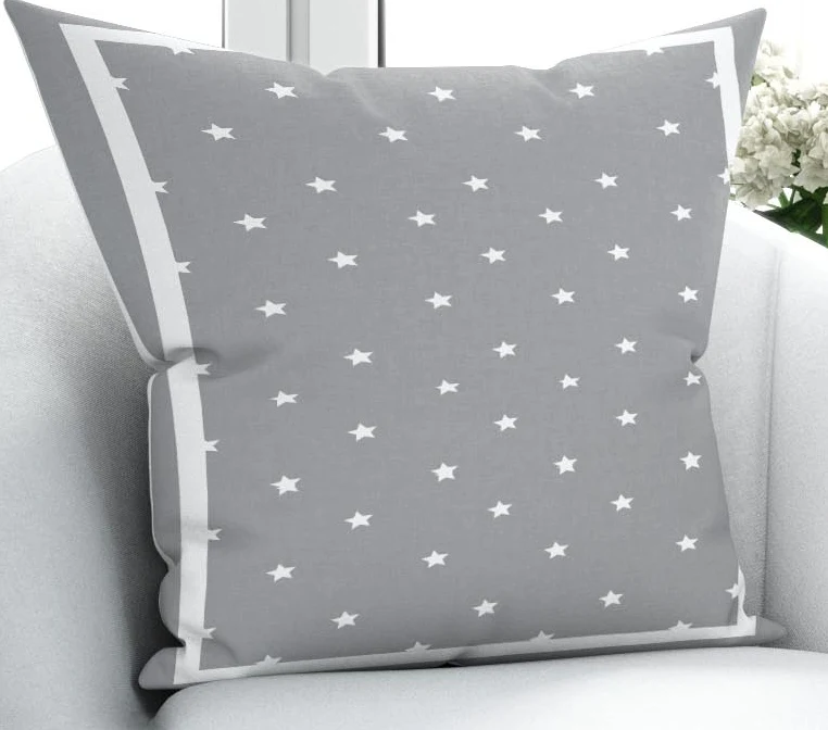 Еще серый белой каймой звезды скандинавский 3D печать микрофибры Подушка Чехол