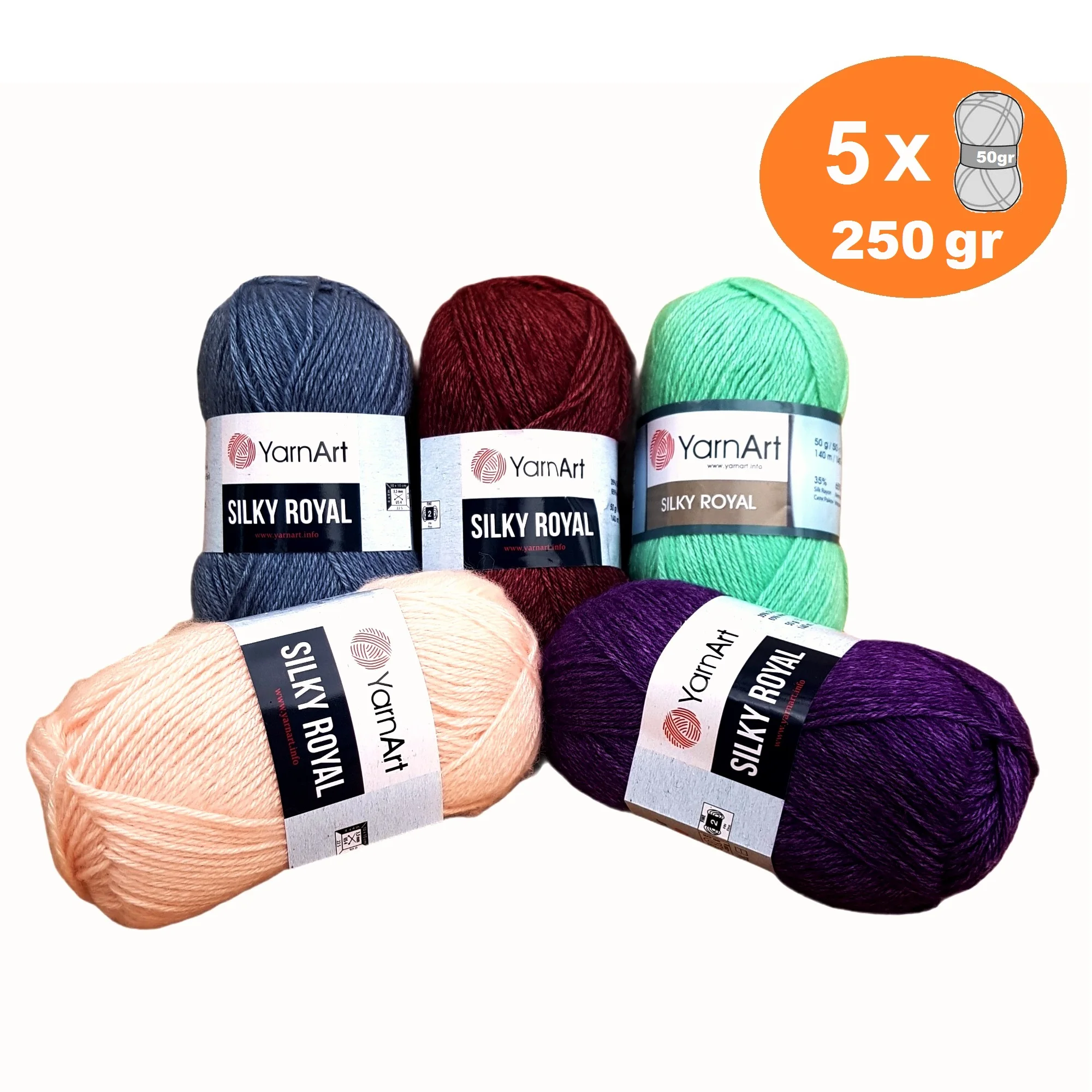 

Yarnart Silky Royal Yarn 5x50gr-140mt Hand Knitting Crochet Thread Strand %35 Silk Rayon %65 Merino Wool Wrap Beanie Sweater DIY
