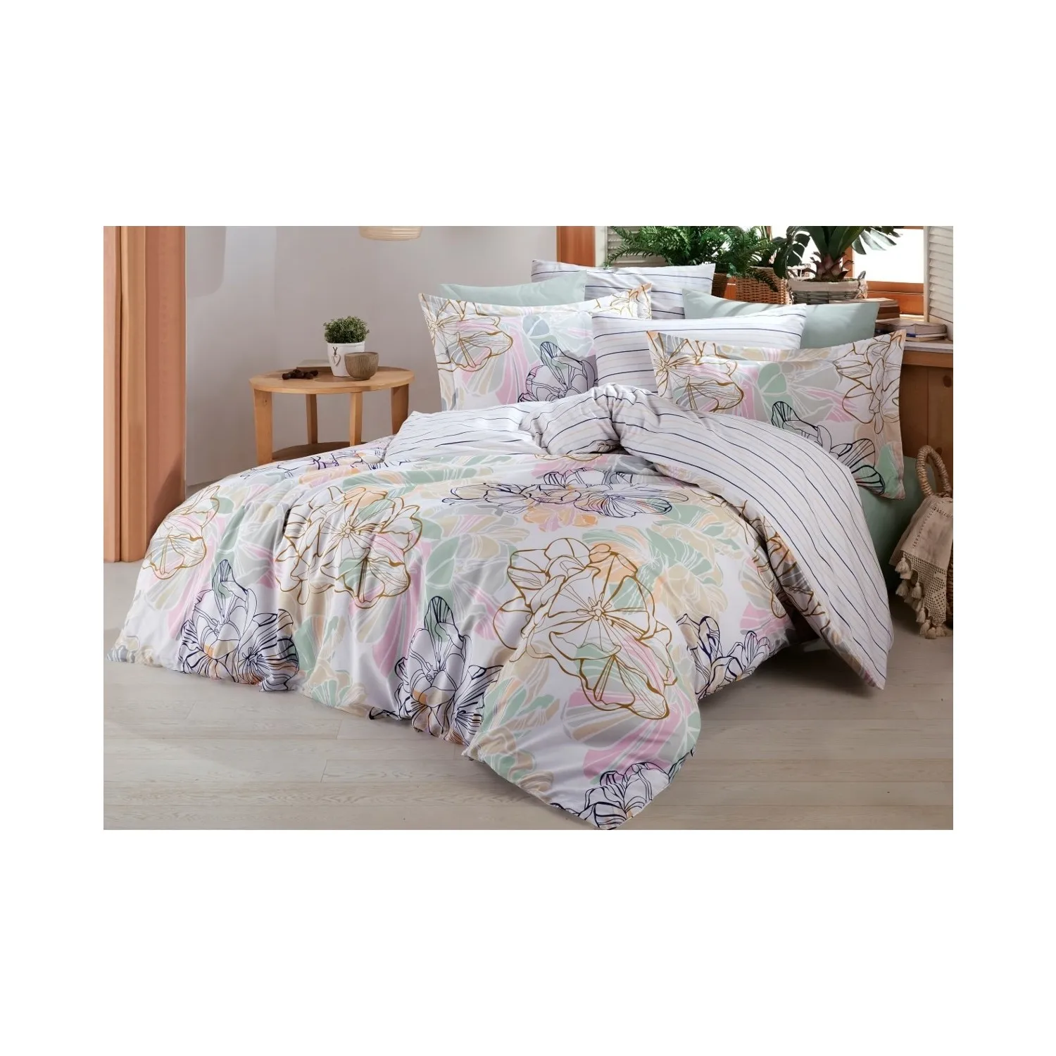 

Clover Double Sided Ranforce Cotton Double Duvet Cover Set mint