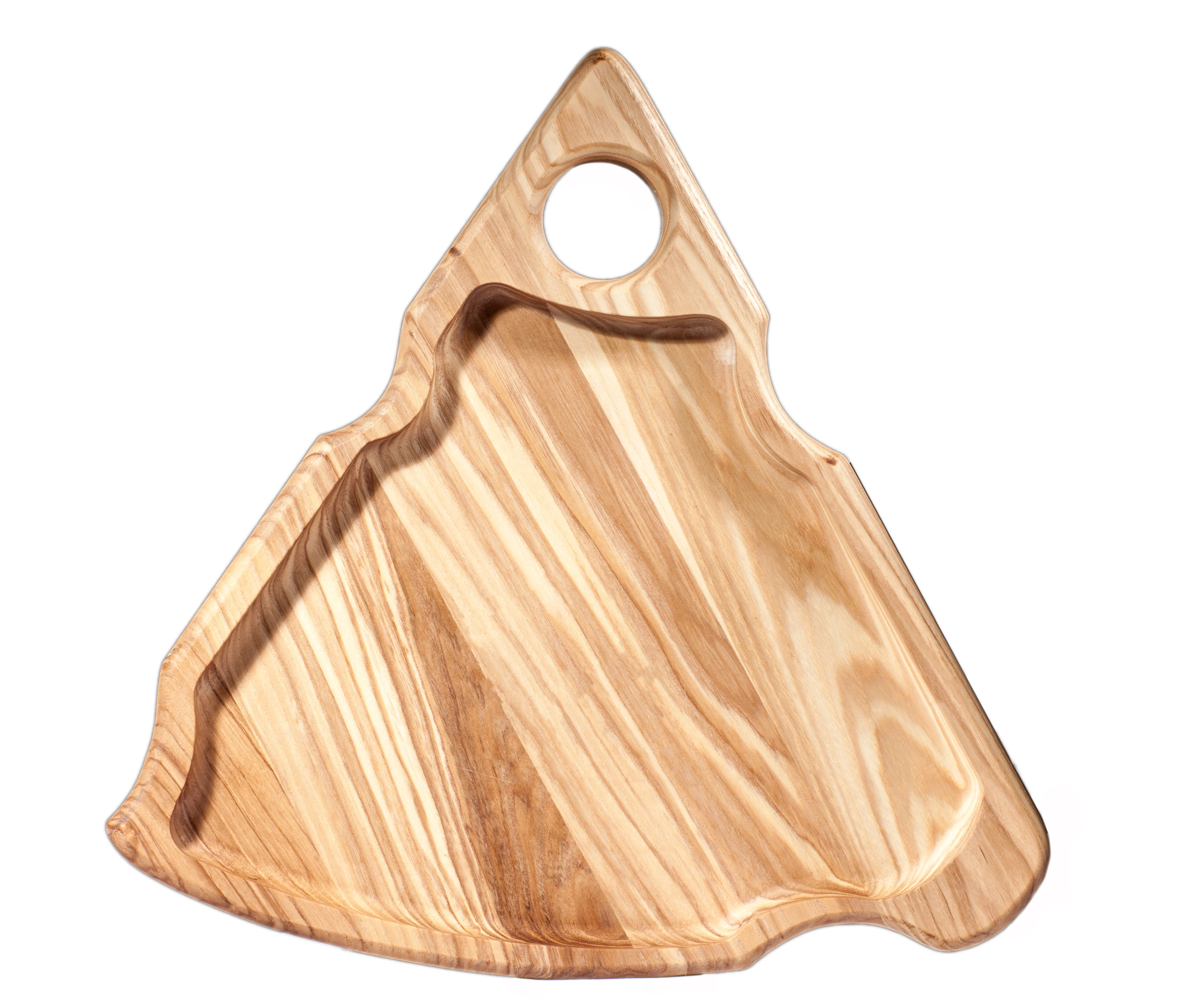 Блюдо треугольное в виде кусочка сыра из горного ясеня с отверстием от Danywood для