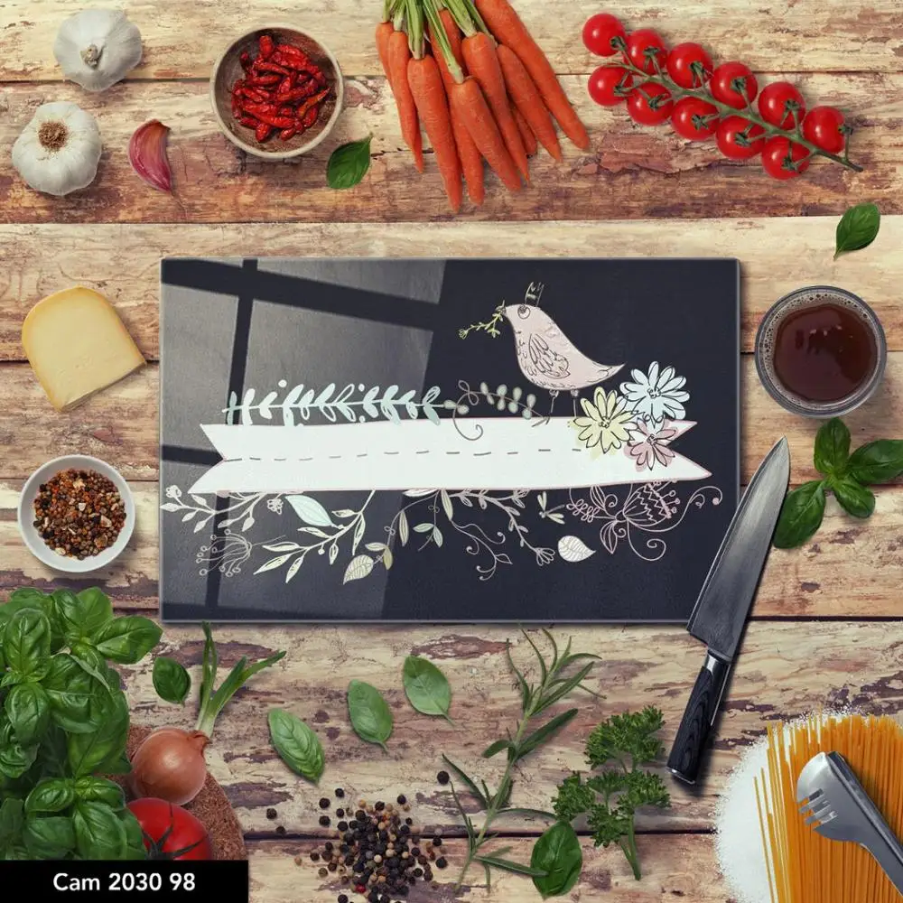 

DTMEXPRESS Temperred Glass Decorative Kitchen Cutting Board Easy Clean Healthy Food Fruit Cutting Board Presentation Board