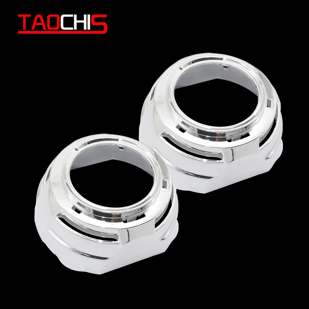 TAOCHIS 3.0 inch Bi-Xenon Projector Lens Shroud With Light Guide Angel Eyes Headlights for bi led Projector Lens