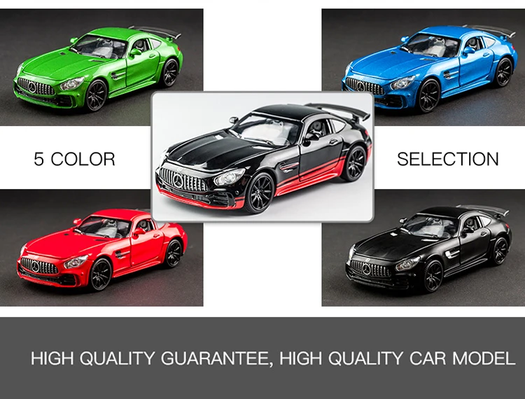 KIDAMI 1:32 Ben AMG GT Diecast Car Model High Simulation Pull Back Sound and Light Model Toy Car For Children's Birthday Gifts