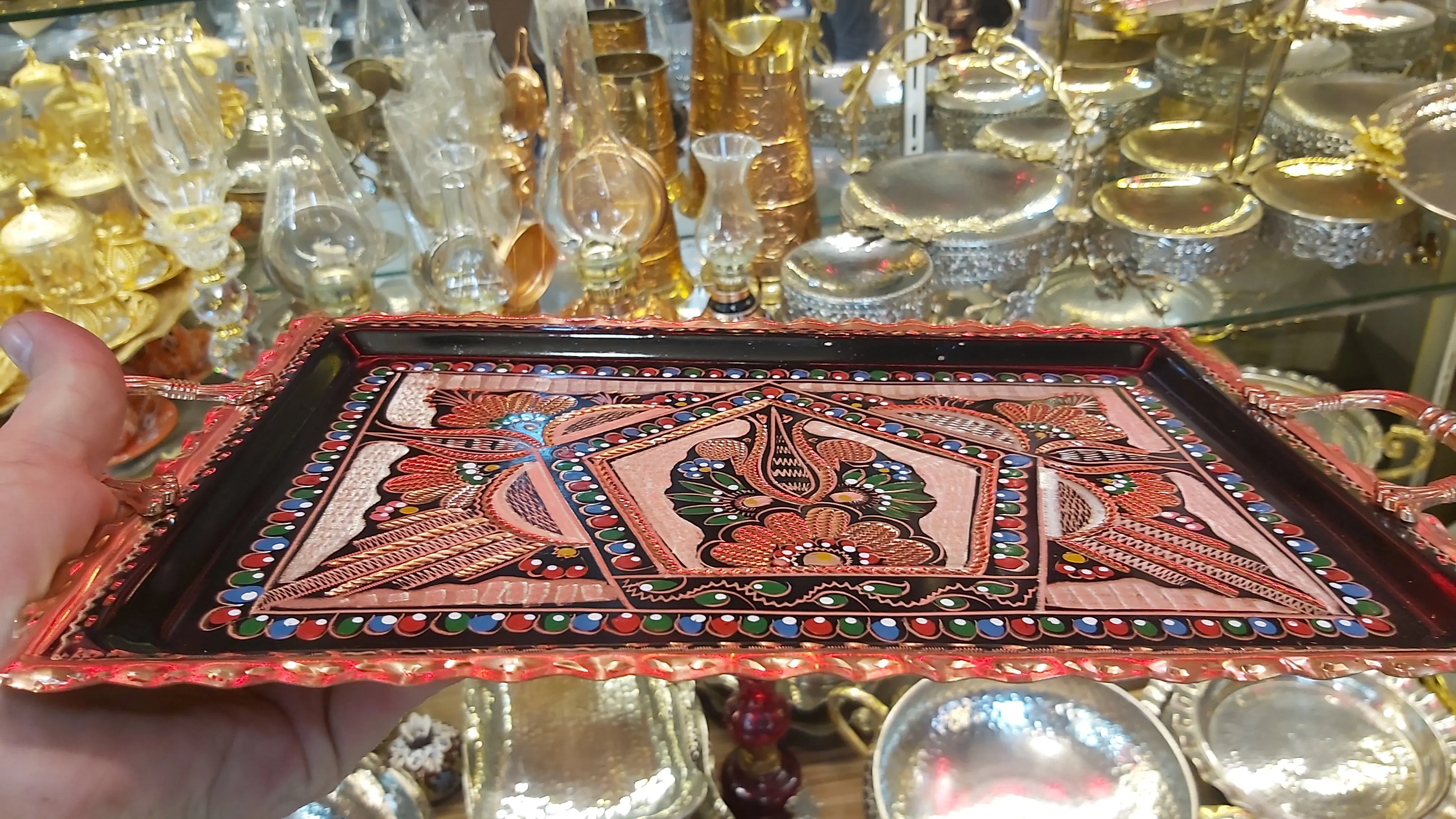 

Trays decorative copper inlay plates handmade serving tray table serving platter