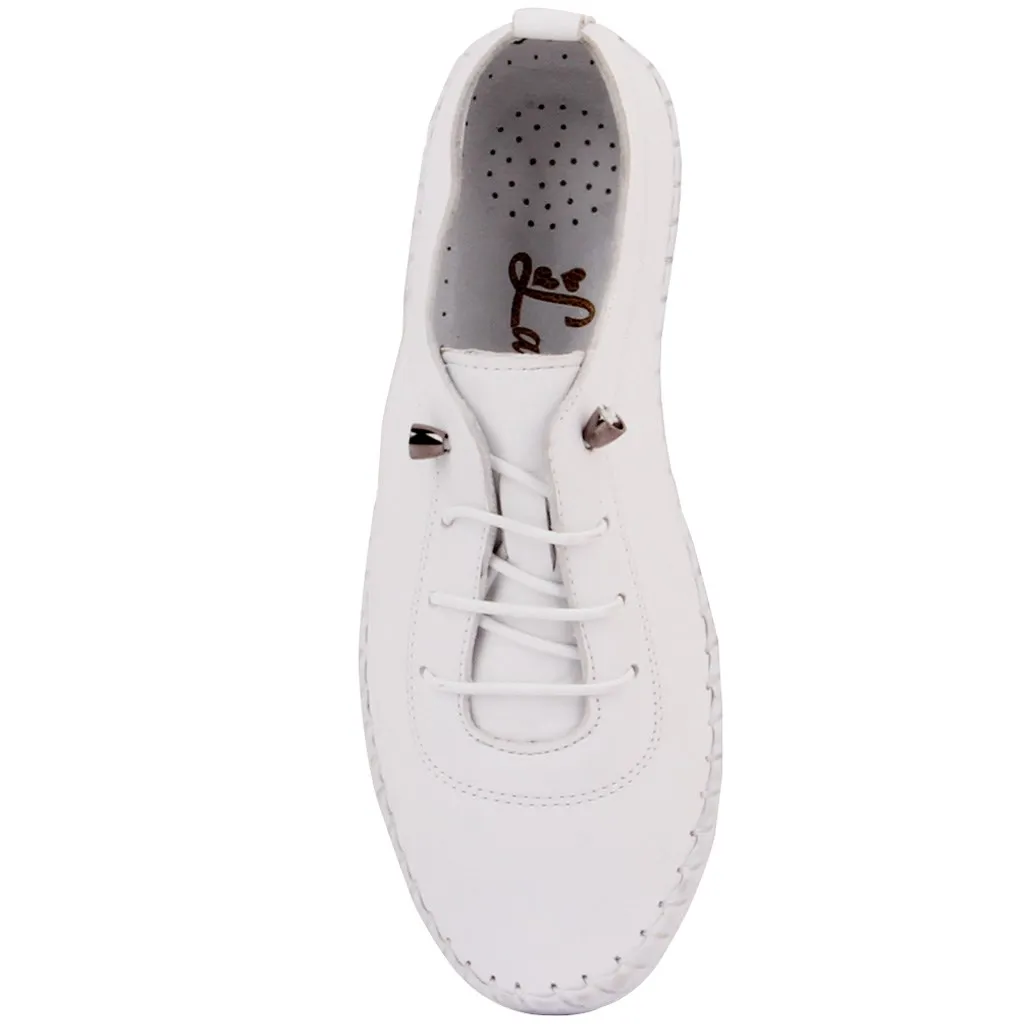 

Sail-Lakers White Leather Women Casual Shoes