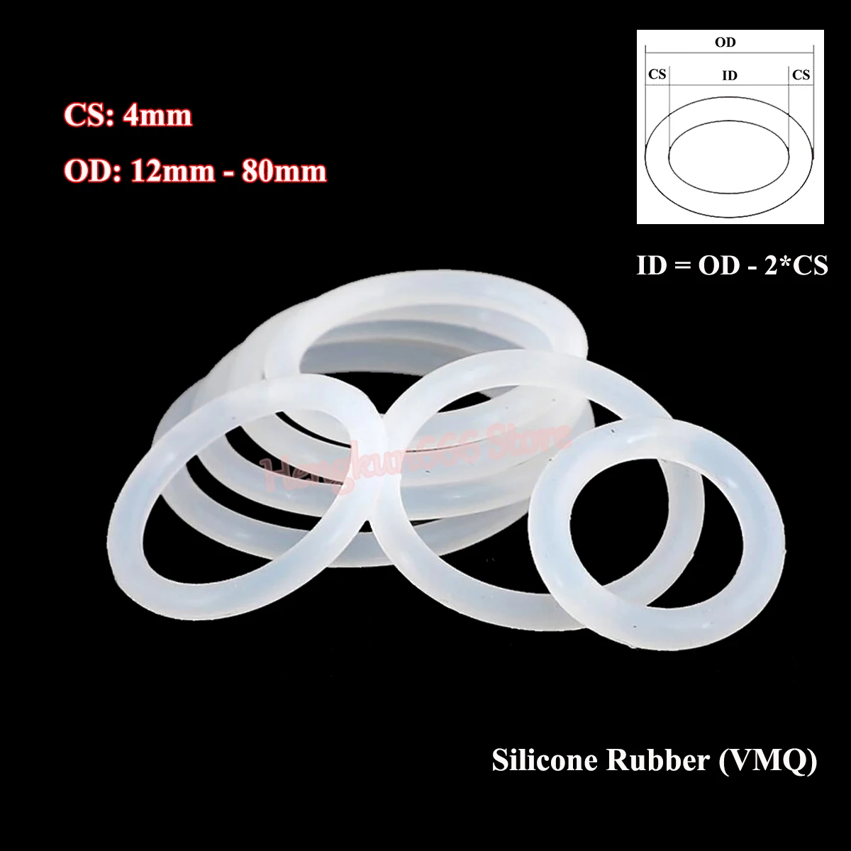 

10Pcs CS 4mm White Food Grade Silicone O Ring Gasket OD 12mm-80mm VMQ Silicon O-Rings Waterproof Insulation Sealing Washers