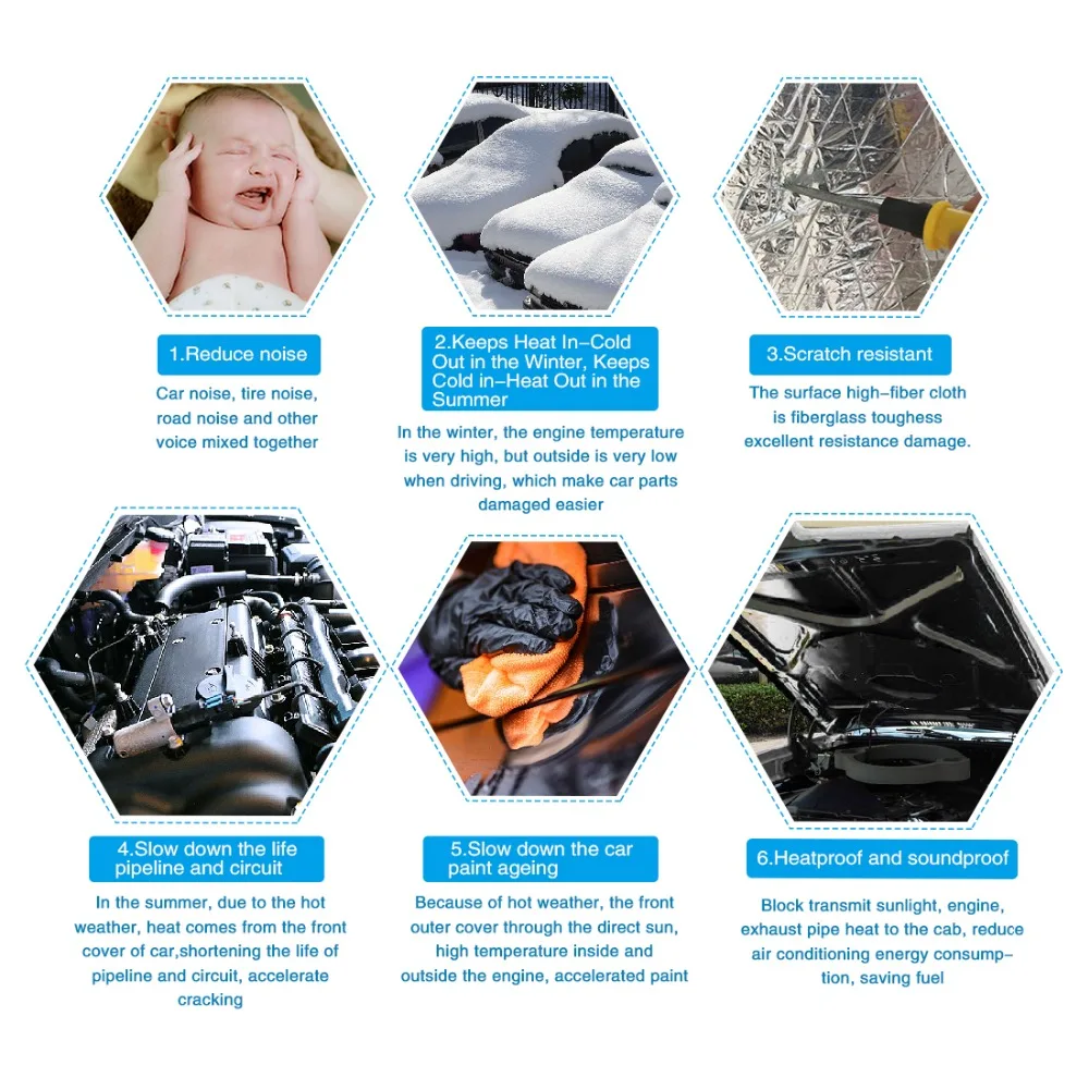 UXCELL 5 мм/10 мм толщина алюминиевая фольга автомобильный брандмауэр Крытая задняя крышка багажника капот шасси тепло звук Deadener изоляционный коврик