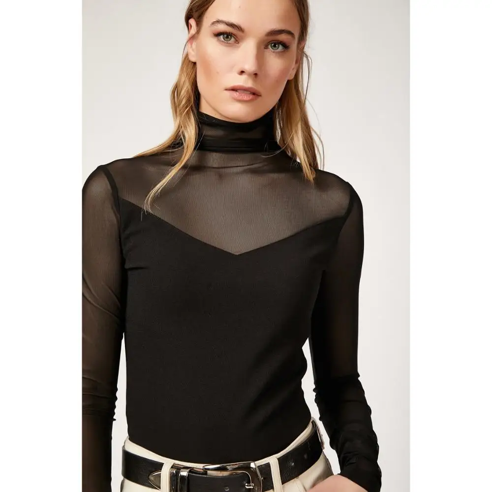 2020 женская блузка рубашка черная туника сексуальная Длинная Повседневная