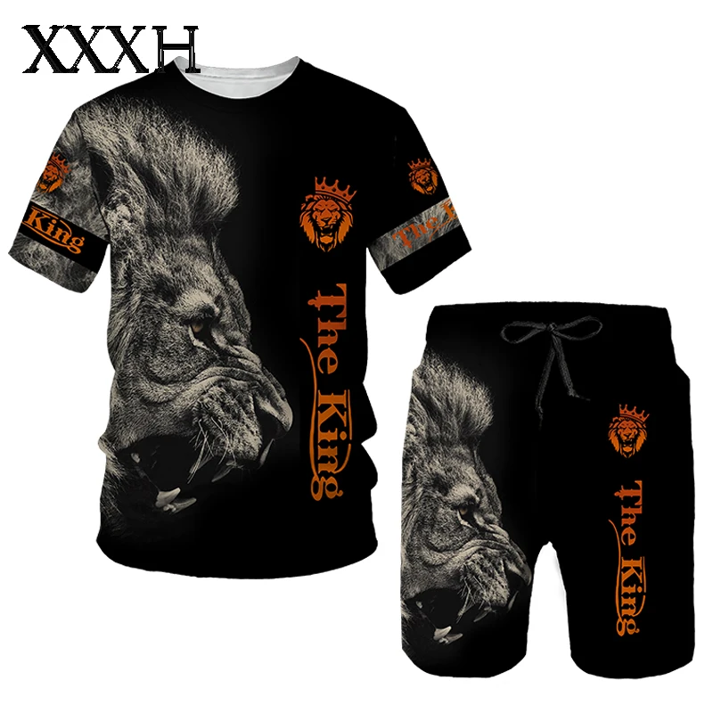 

XXXH Harajuku 3D Style Summer Male Suit All 3D Printed Tiger Pullover T-shirts Sets Women Streetwear Fashion Tracksuit Sweatshir