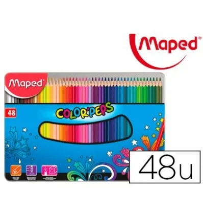 Цветные карандаши MAPED цвет PEPS металлическая коробка 48 цветных карандашей