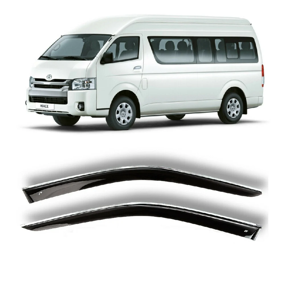 Дефлекторы окон хром полоска молдинг Cobra Tuning T29004CR на авто Toyota HiAce H200 2004 2019