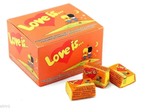 

Жевательная резинка LOVE IS BUBBLE, ананас, апельсин, подарок на день рождения, комиксы