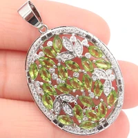 37x25mm 925 sterling silver multi color 4 7g created green peridot blood ruby garnet aquamarine tanzanite cz ladies pendant
