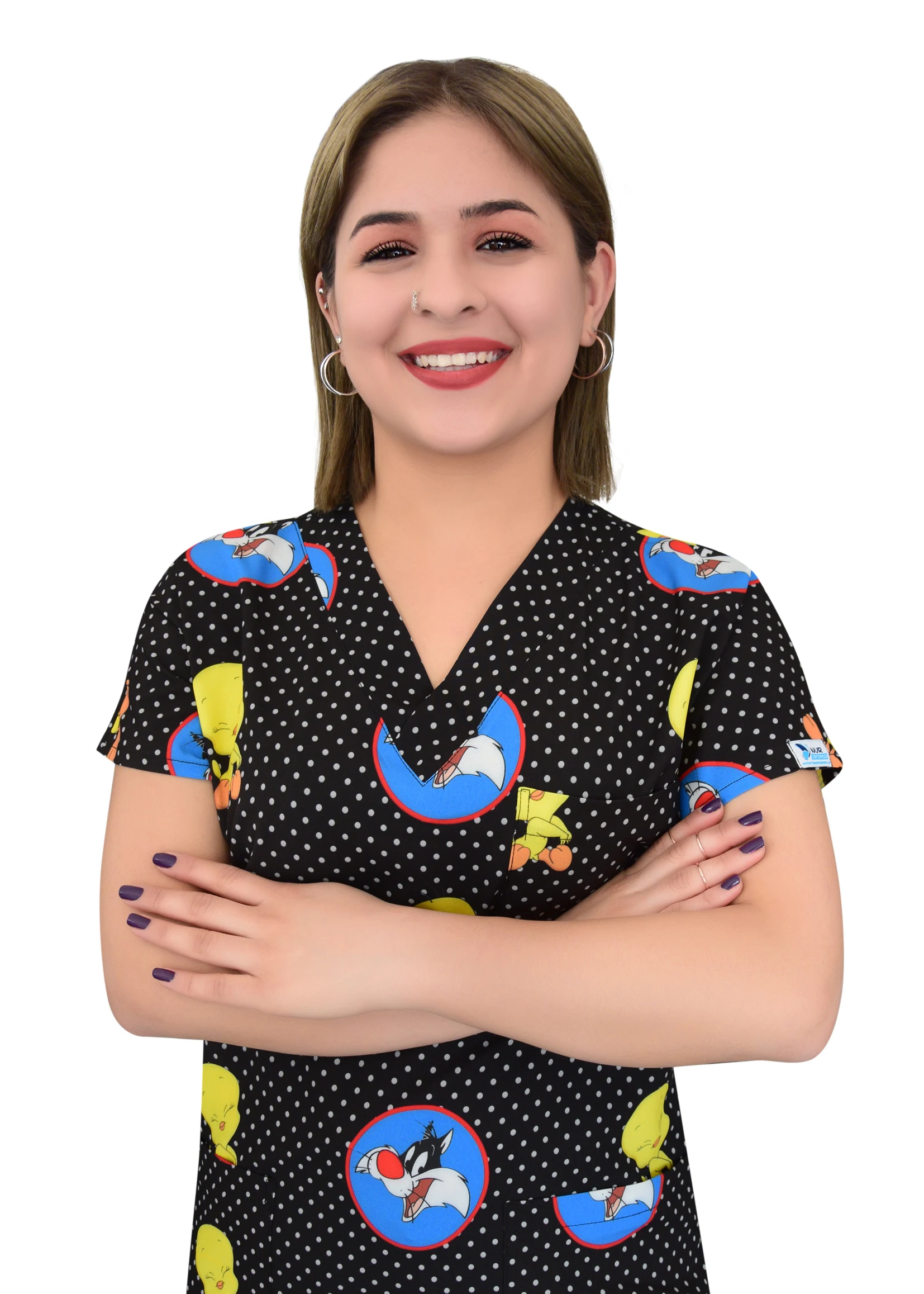 

Tweety Patterned Polyester Lycra Unisex Single Top Uniform Bat Sleeve Doctor Nurse Jersey Does Not Fade, Does Not Shrink, Sweatp