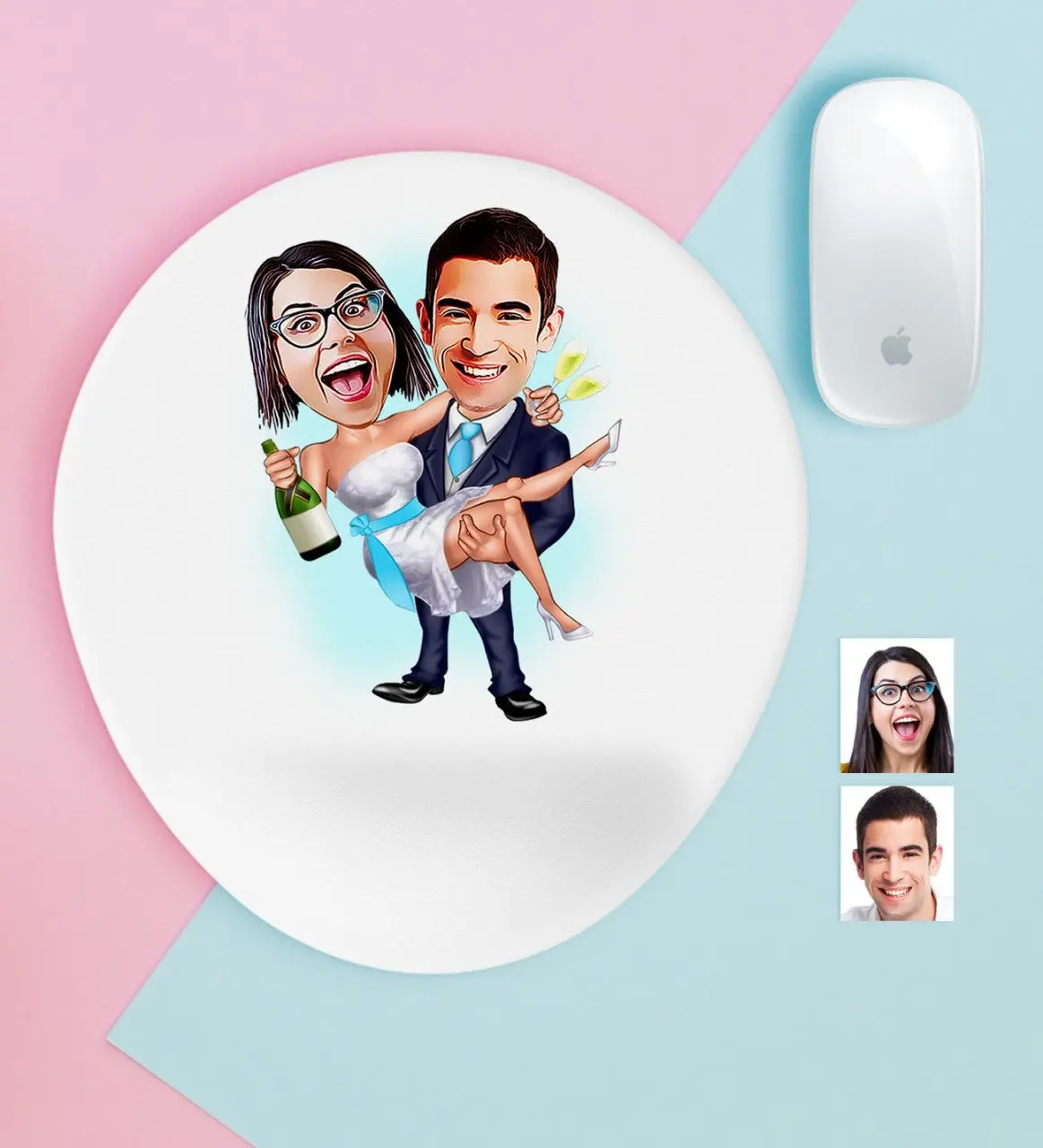 

Personalized Maried Caricature Of Wrist Support Mouse Pad-4