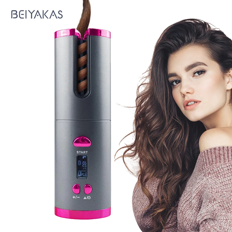 Полностью автоматическая беспроводная вращающаяся плойка с зарядкой от USB щипцы