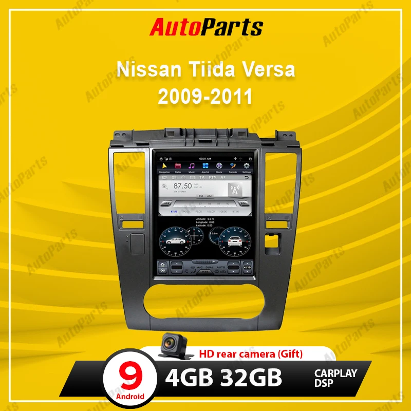 

Kukuz Tesla экран 10,4 "для Nissan Tiida Versa 2009-2011 Android 9 4G + 32G Автомобильный мультимедийный GPS навигатор стерео автомобильное радио Carplay DSP