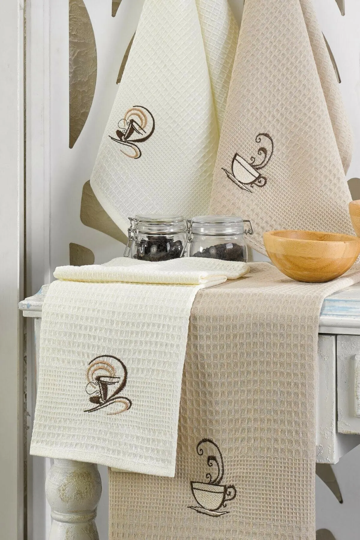 

WONDERFULSOFTTextile 100% 6 Pcs Kitchen Tea Towel Coffee Set 45x60 RBK-6MHVL-L