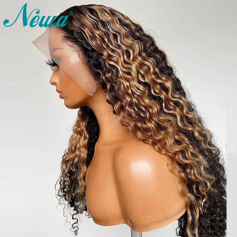 

Newa Hair Highlight Wig 13x6 Lace Front Wig Pre Plucked Colored Human Hair Wigs Brazilian Curly Lace Frontal Wig 4x4 Closure Wig