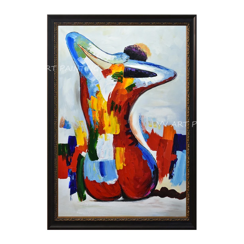 

Nude sexy women back colorful knife thick portrait Art Handpainted figure Oil Painting On Canvas for home living room decor