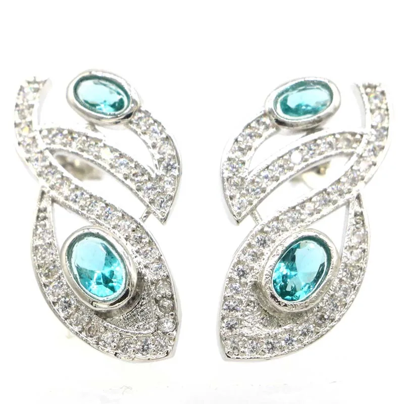 

Серьги женские из серебра 5,7 пробы с цирконом, 27x16 мм, 925 г