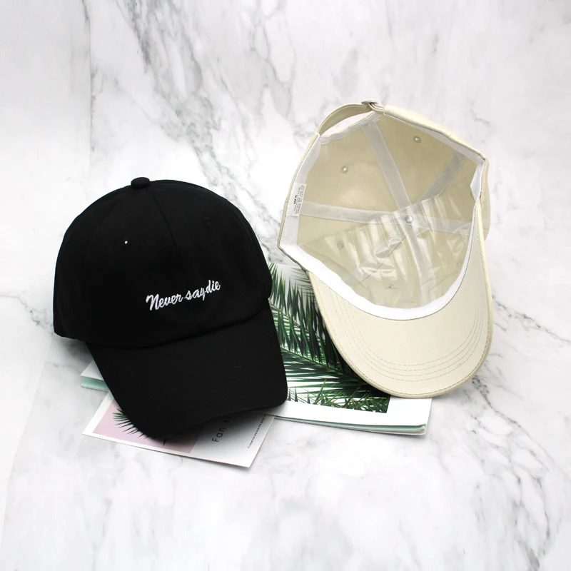 Новая хлопковая бейсболка с вышивкой Nevery Say Die Letters для женщин и мужчин Уличная